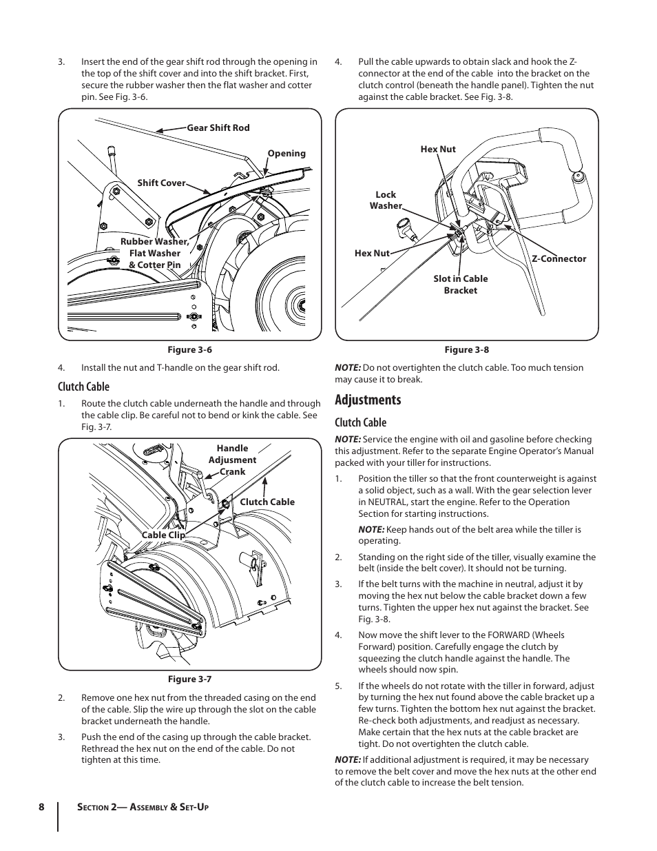 Adjustments, Clutch cable | MTD 410 Series User Manual | Page 8 / 20