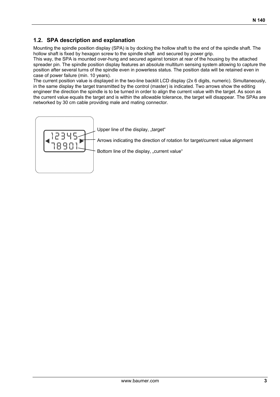 Spa description and explanation | Baumer N 140 User Manual | Page 3 / 19