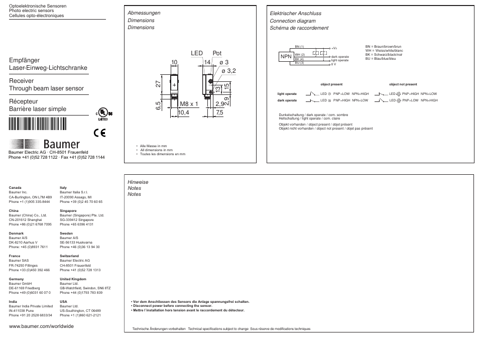 Baumer OEDK 10N5105/S35A User Manual | 2 pages