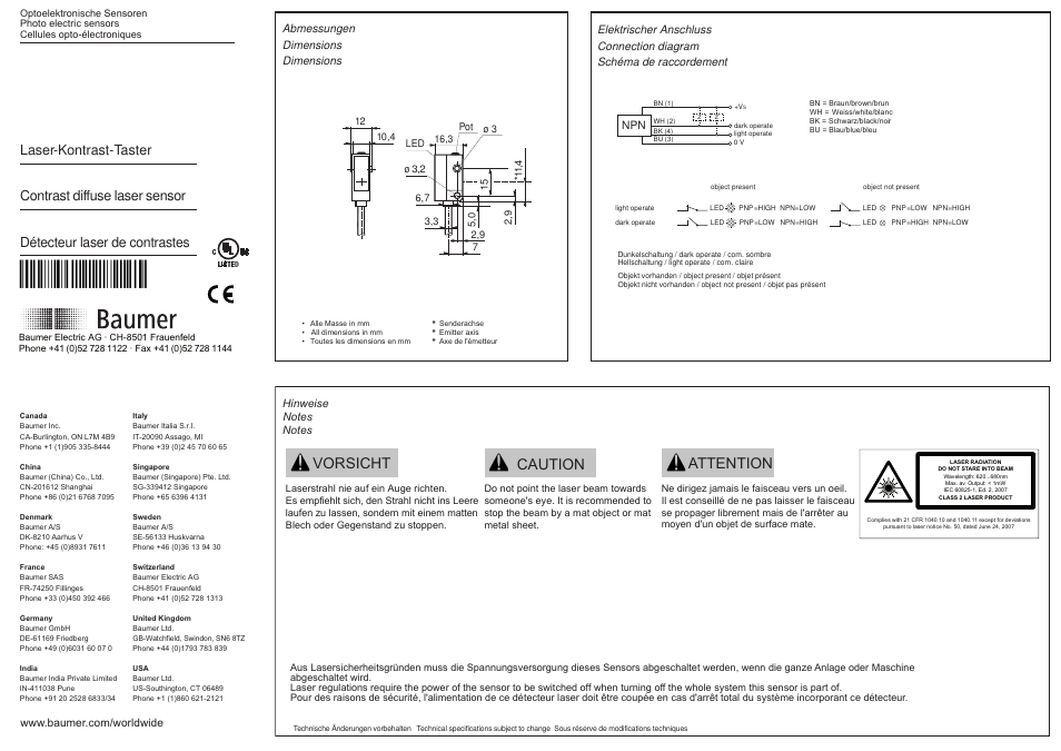 Baumer OZDK 10N5101 User Manual | 2 pages