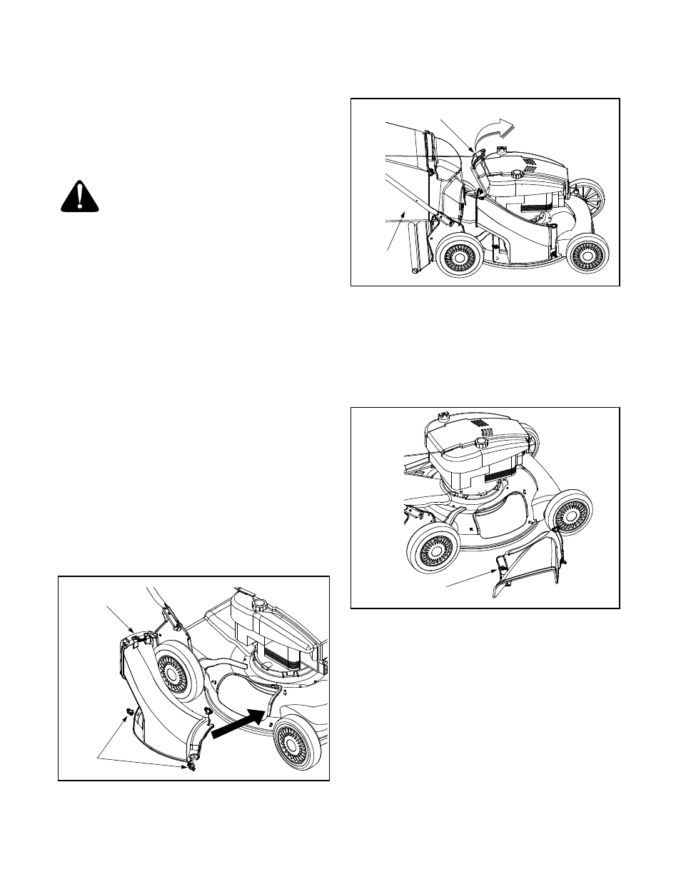 Mulching, Attaching the grass bag, Attaching side discharge chute | Emptying the grass bag | MTD Self-Propelled Mower 979 User Manual | Page 10 / 24