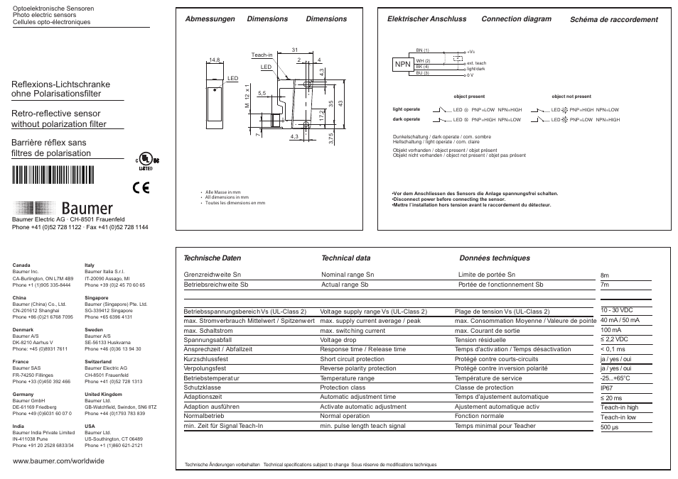 Baumer FRDK 14N6901/S14 User Manual | 2 pages