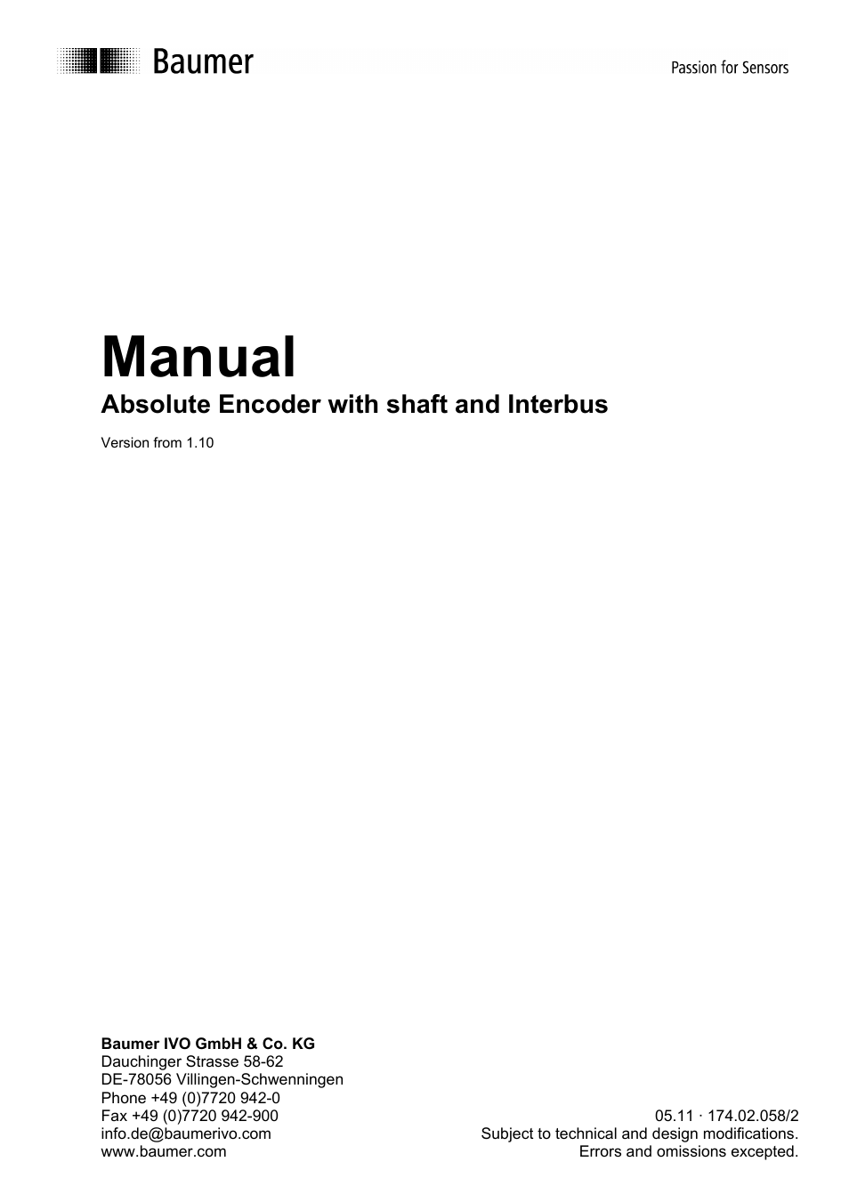 Baumer GXP6W User Manual | 14 pages