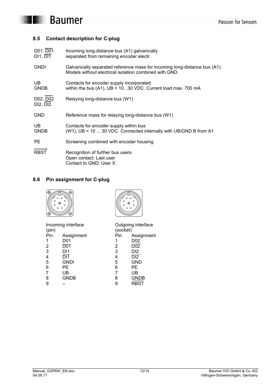 Baumer GXP6W User Manual | Page 12 / 14