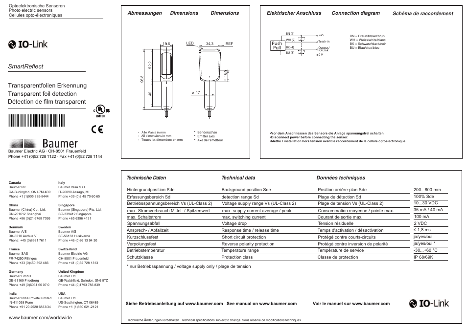 Baumer FNDH 14G6903/IO User Manual | 3 pages