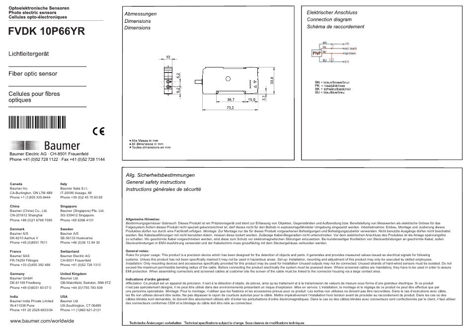 Baumer FVDK 10P66YR User Manual | 8 pages