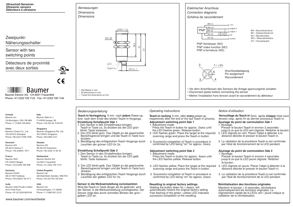 Baumer UZAM 30P6803/S14C User Manual | 2 pages