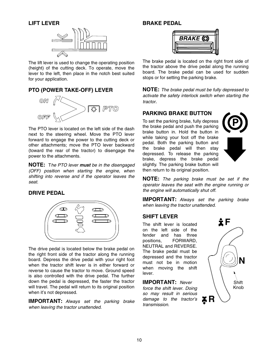 Nf r | MTD Automatic Lawn Tractor 607 User Manual | Page 10 / 44