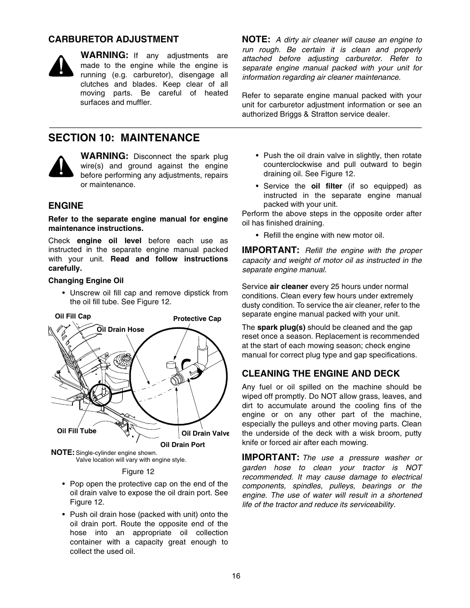 MTD Automatic Lawn Tractor 607 User Manual | Page 16 / 44