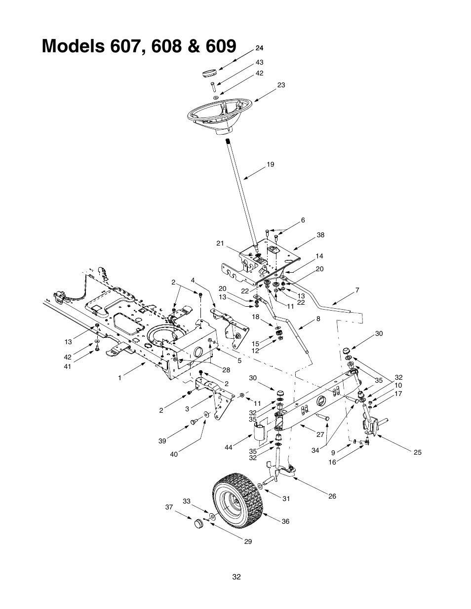 MTD Automatic Lawn Tractor 607 User Manual | Page 32 / 44