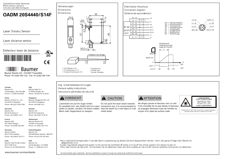 Baumer OADM 20S4440/S14F User Manual | 6 pages