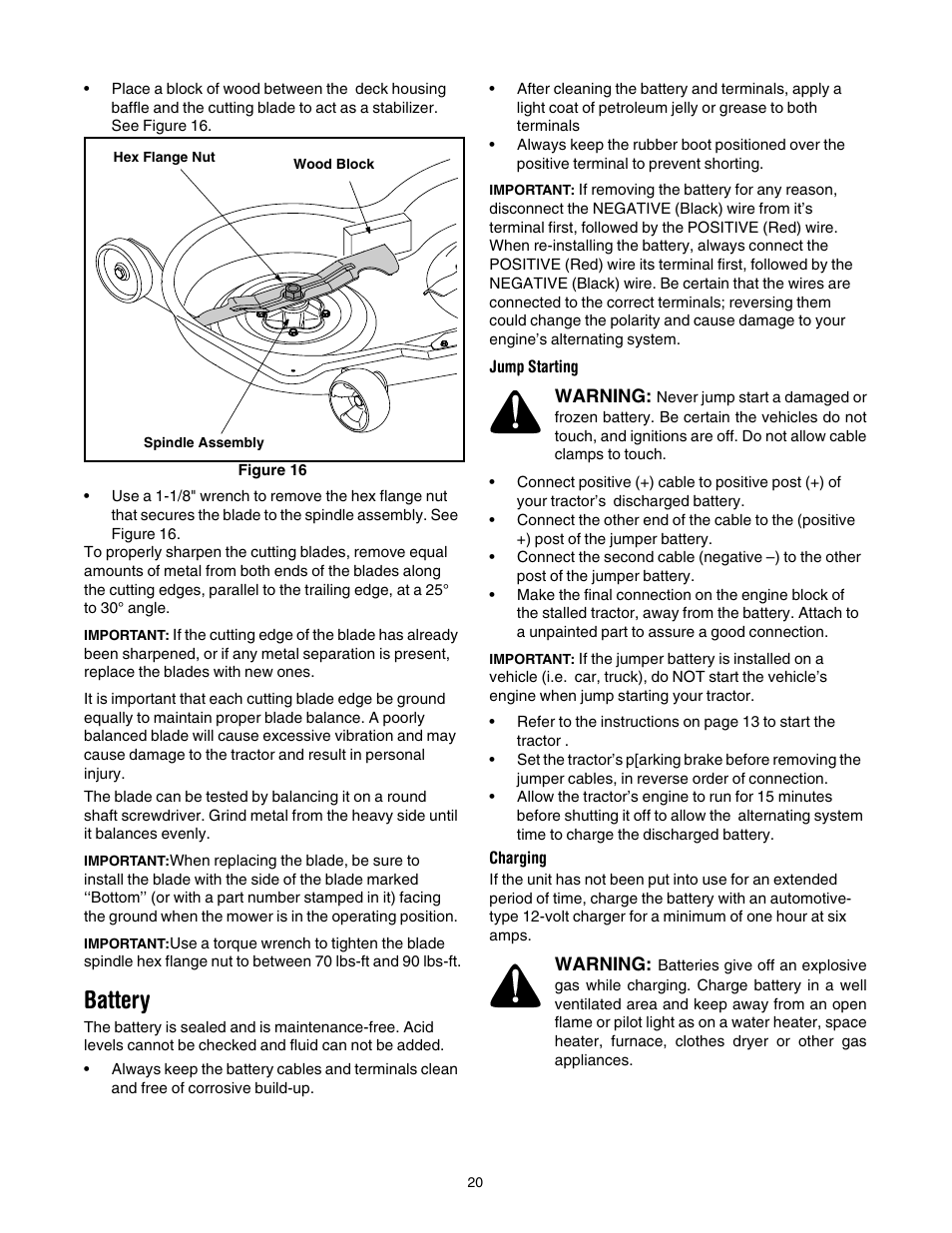 Battery, E 20 of | Cub Cadet LT1024 User Manual | Page 20 / 28