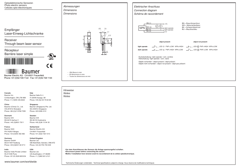 Baumer OEDK 10N5105 User Manual | 2 pages