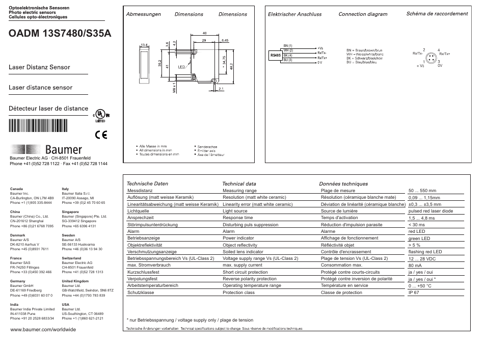 Baumer OADM 13S7480/S35A User Manual | 8 pages