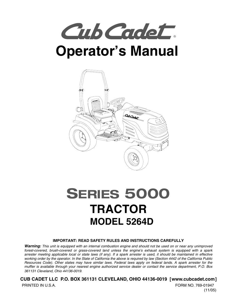 Cub Cadet 5264D User Manual | 48 pages