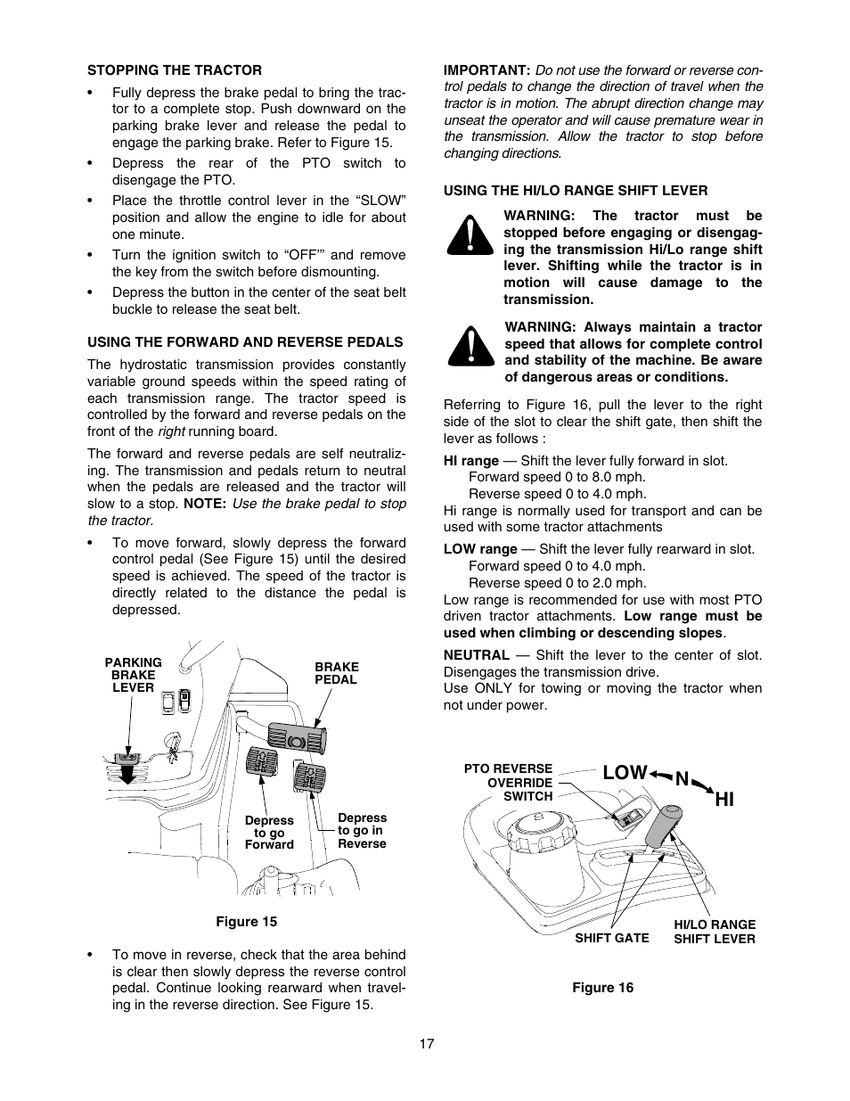 Nhi low | Cub Cadet 5264D User Manual | Page 17 / 48