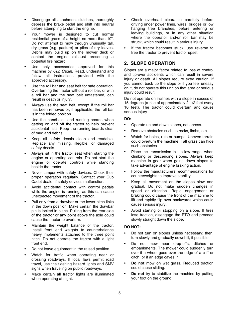 Cub Cadet 5264D User Manual | Page 5 / 48