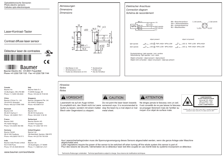 Baumer OZDK 10N5101/S35A User Manual | 2 pages