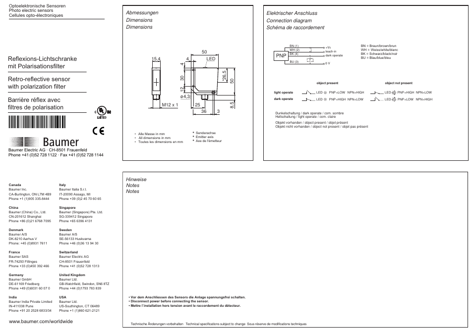 Baumer FPDM 16P3921/S14 User Manual | 2 pages