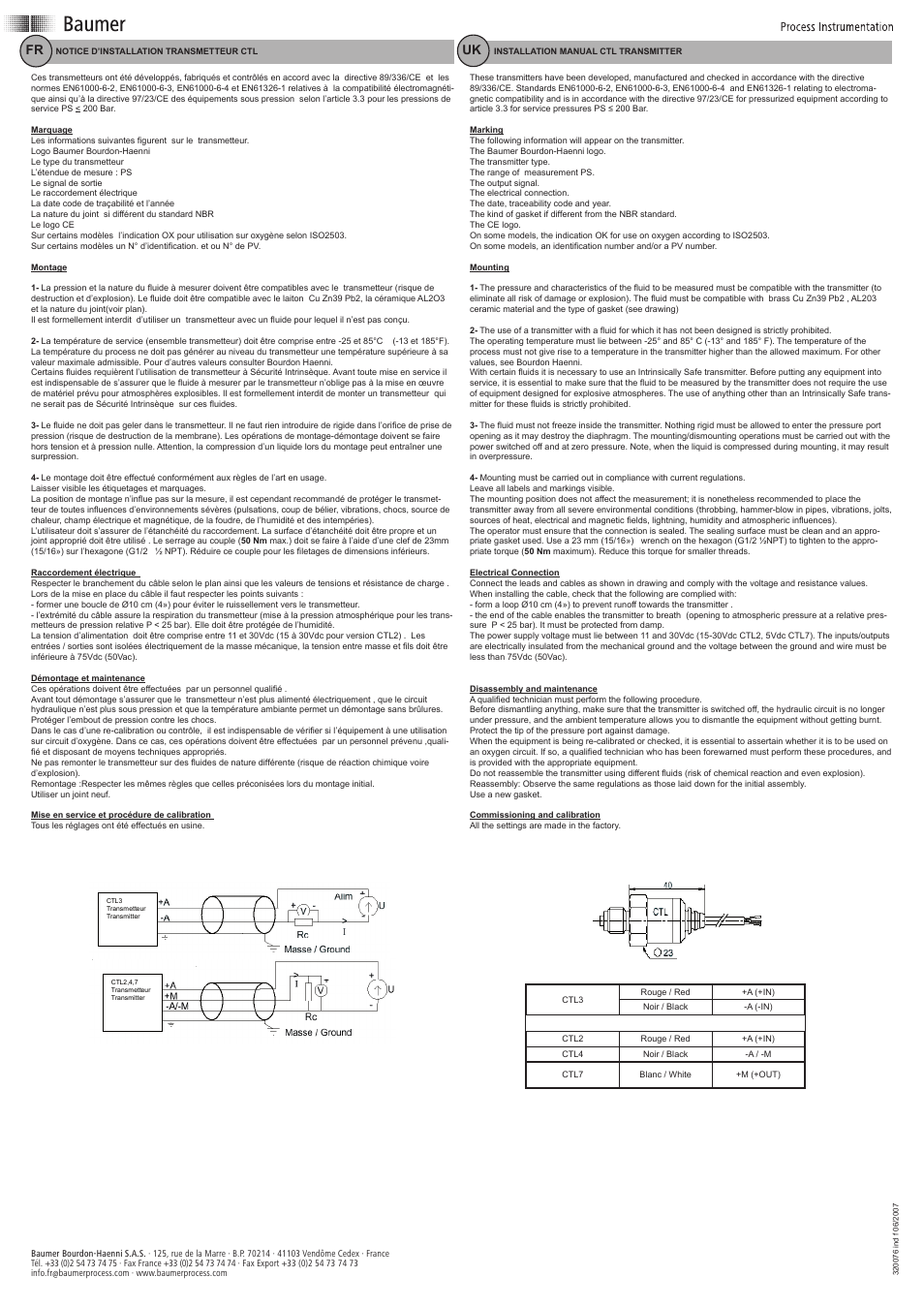 Baumer CTL User Manual | 2 pages