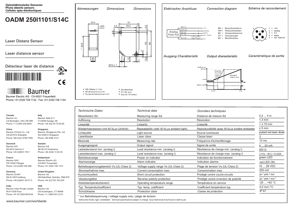 Baumer OADM 250I1101/S14C User Manual | 4 pages