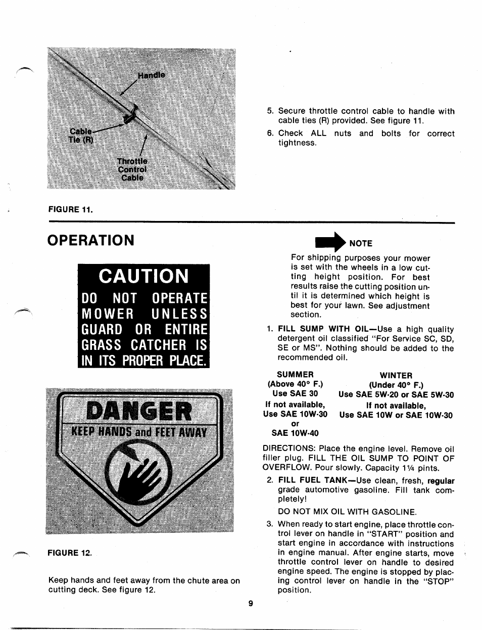 Operation, Caution, Daii^eil | Keep hands and feet away | Bolens 111-064A User Manual | Page 9 / 18