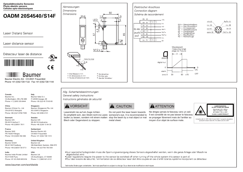 Baumer OADM 20S4540/S14F User Manual | 6 pages