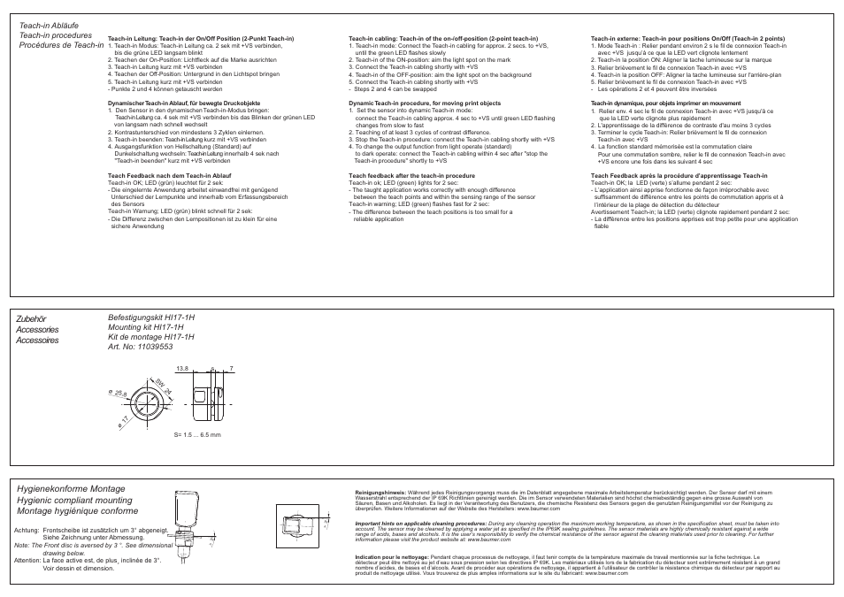 Zubehör accessories accessoires | Baumer FKDH 14G6901 User Manual | Page 2 / 2