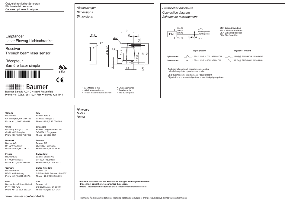 Baumer OEDK 14P5101/S14 User Manual | 2 pages