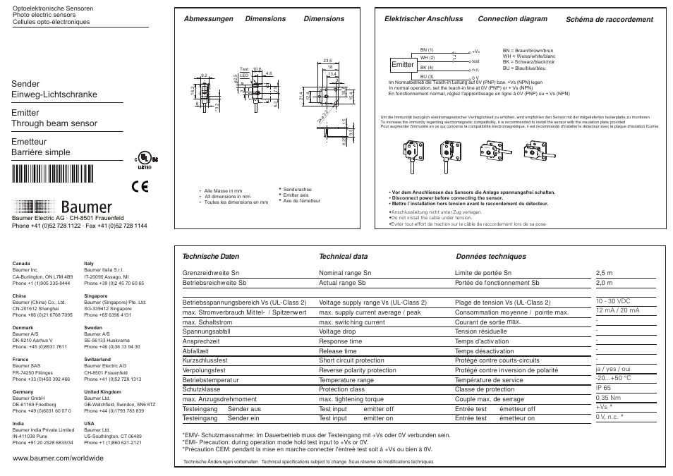 Baumer FSDK 07D9601/KS35A User Manual | 2 pages