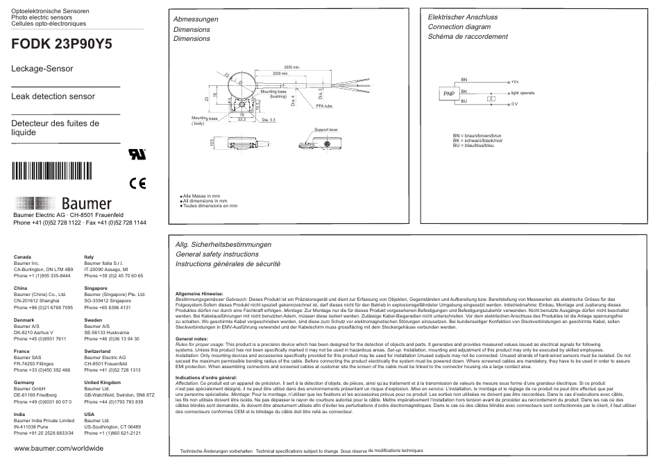 Baumer FODK 23P90Y5 User Manual | 2 pages