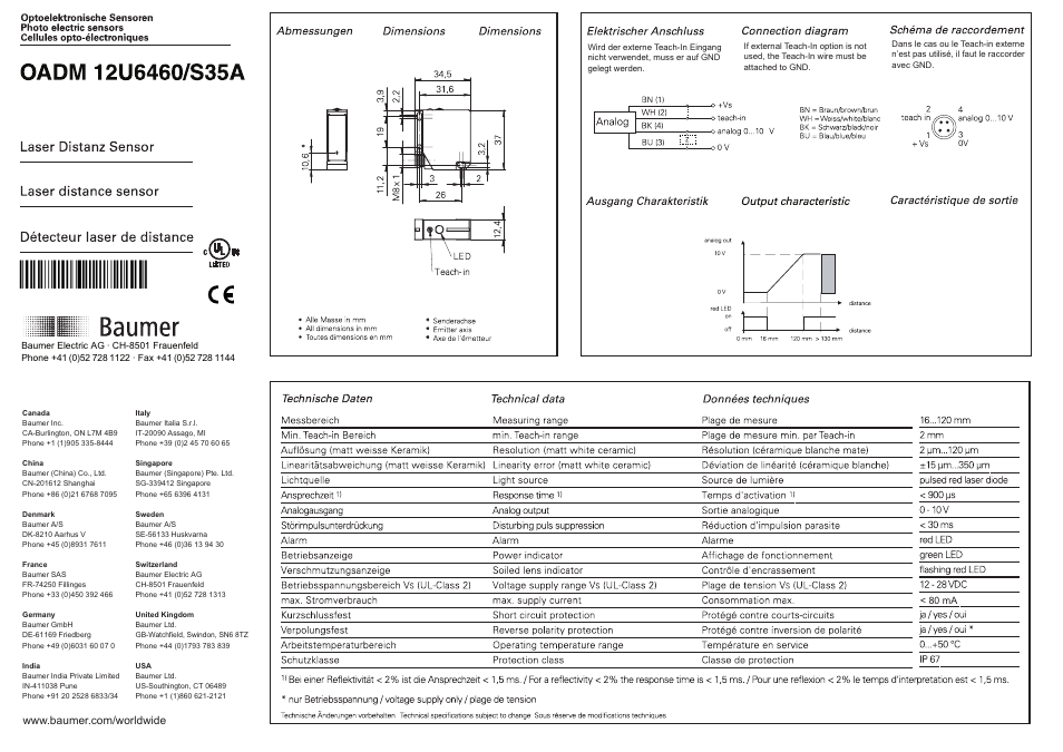 Baumer OADM 12U6460/S35A User Manual | 4 pages
