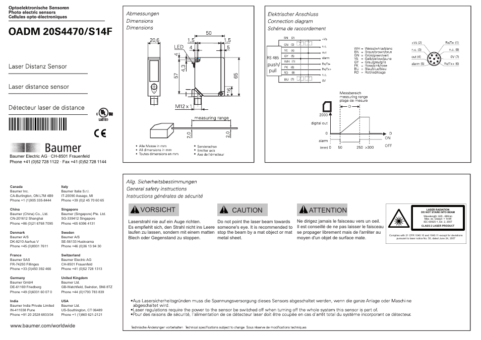 Baumer OADM 20S4470/S14F User Manual | 6 pages