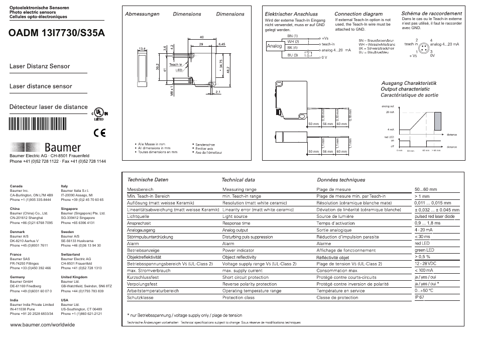 Baumer OADM 13I7730/S35A User Manual | 6 pages