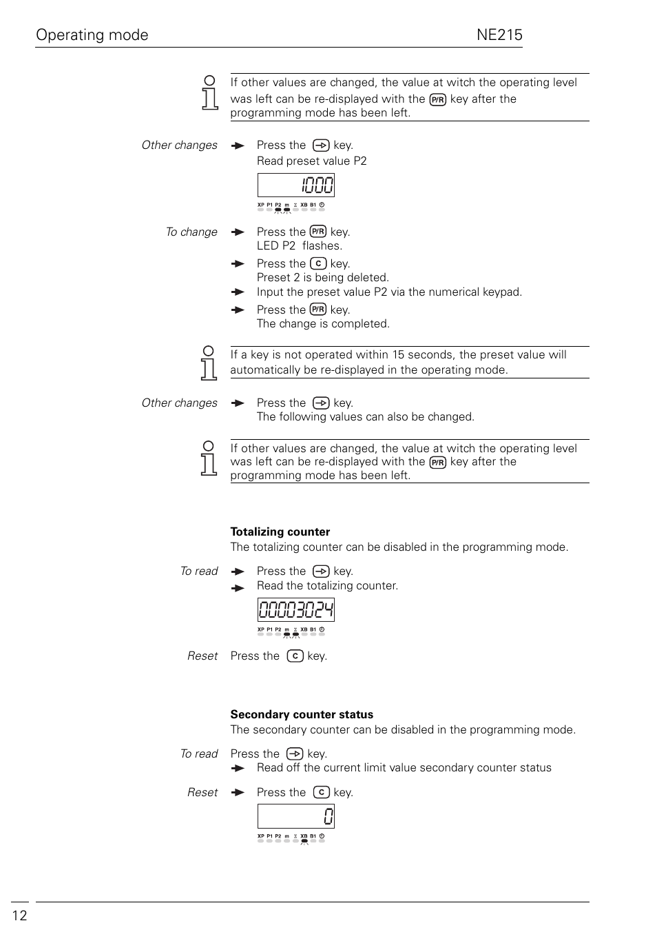 Ne215, Operating mode | Baumer NE215 User Manual | Page 12 / 40