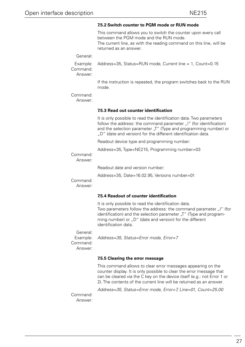 Ne215 open interface description | Baumer NE215 User Manual | Page 27 / 40