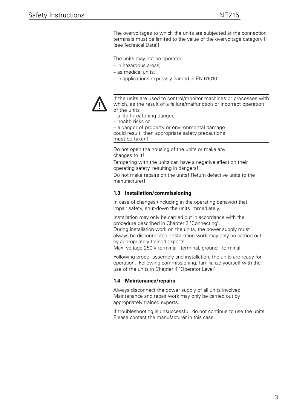 Ne215 safety instructions | Baumer NE215 User Manual | Page 3 / 40