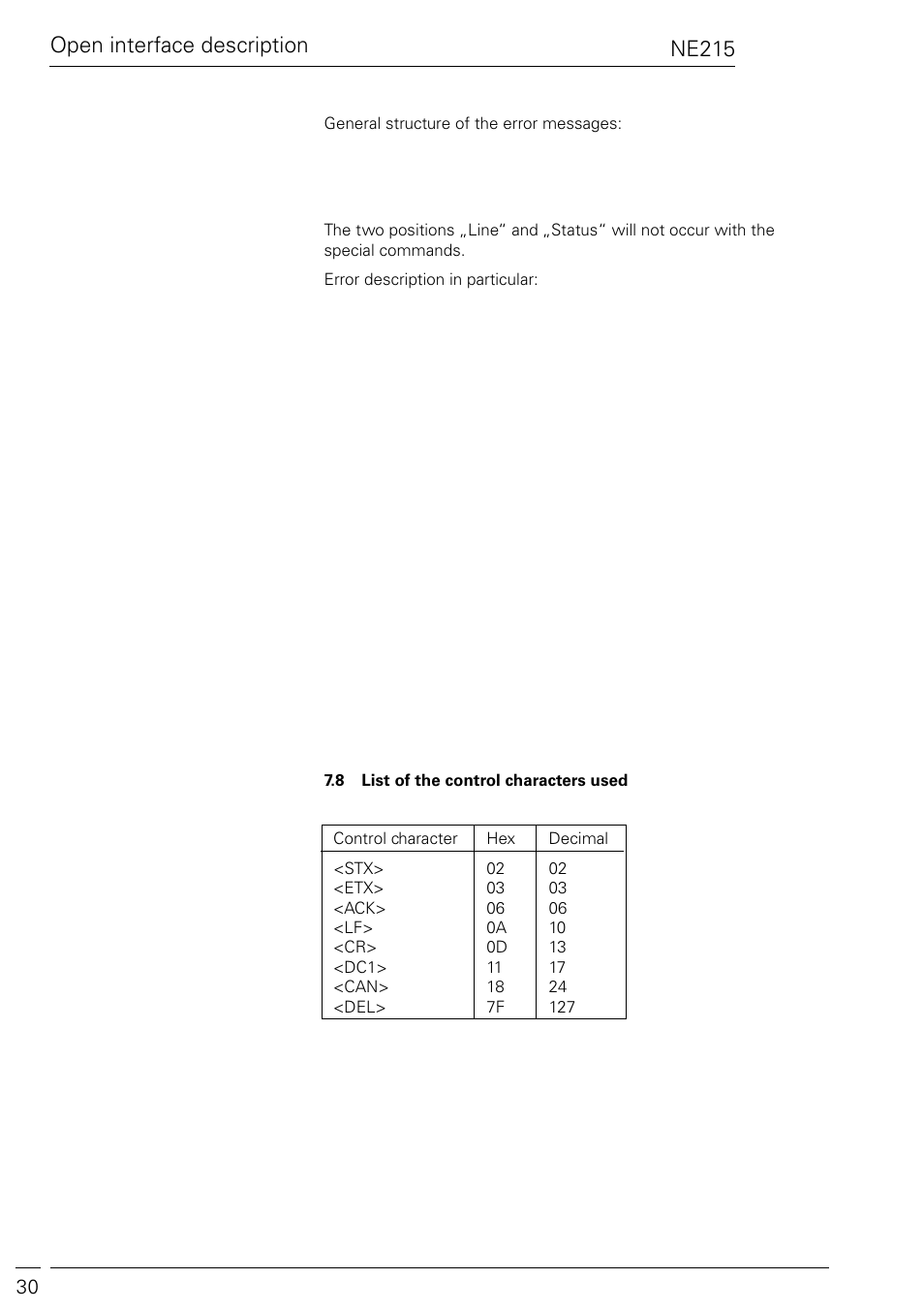 Ne215, Open interface description | Baumer NE215 User Manual | Page 30 / 40