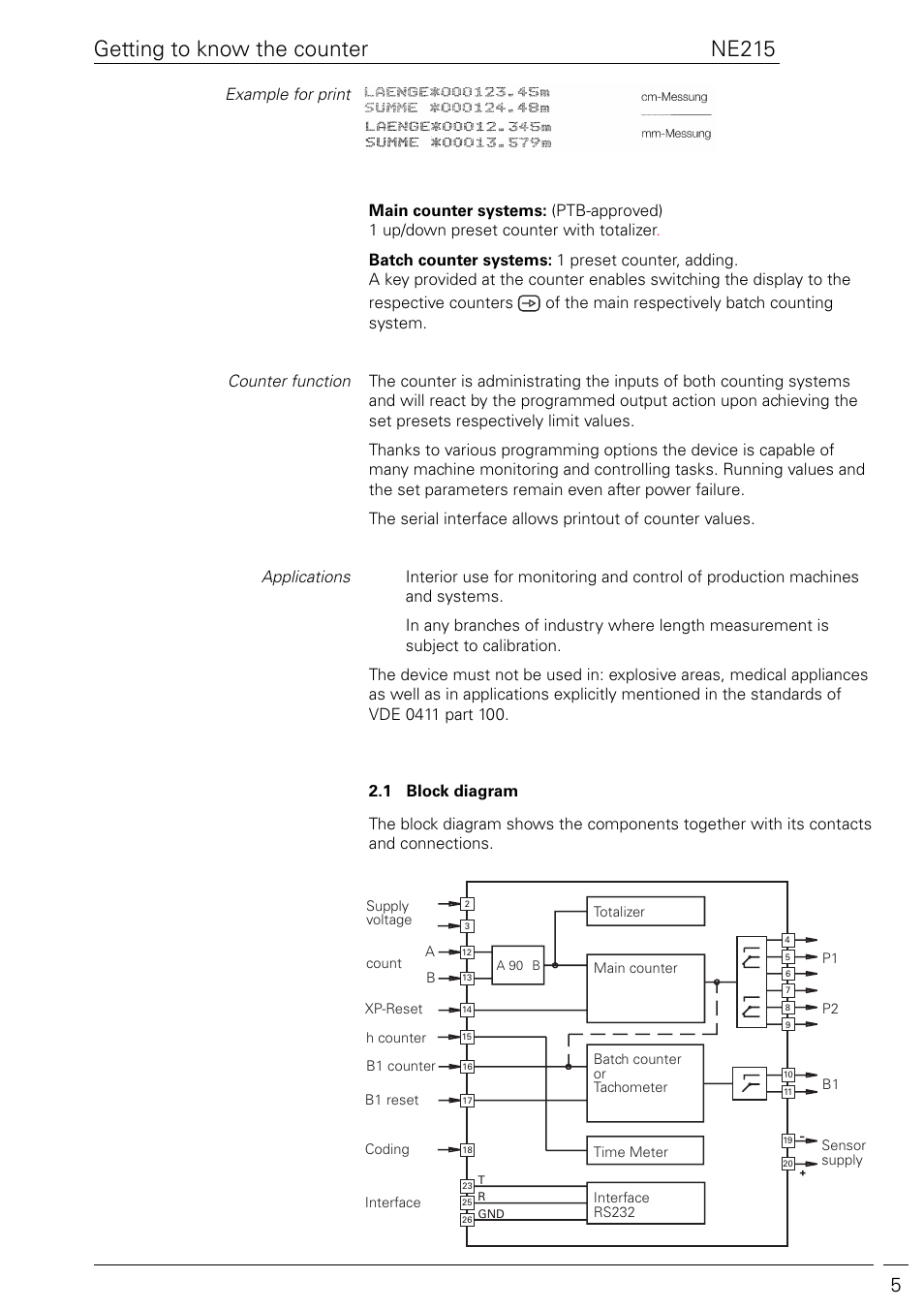 Ne215, Getting to know the counter | Baumer NE215 User Manual | Page 5 / 40