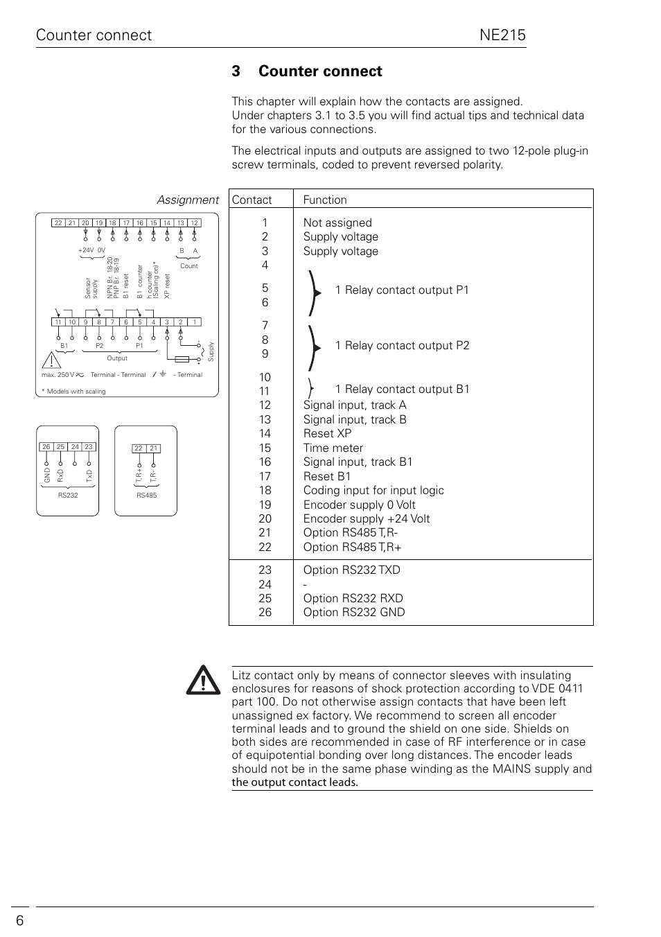 Ne215 counter connect, 3counter connect | Baumer NE215 User Manual | Page 6 / 40