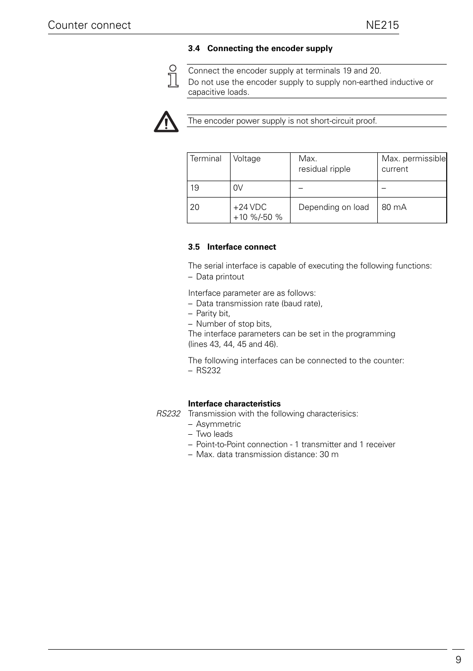 Ne215, Counter connect | Baumer NE215 User Manual | Page 9 / 40