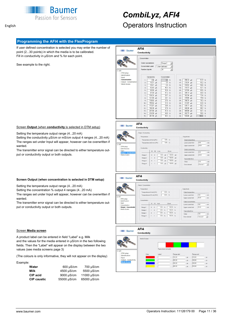 Combilyz, afi4, Operators instruction | Baumer CombiLyz AFI4 User Manual | Page 11 / 36