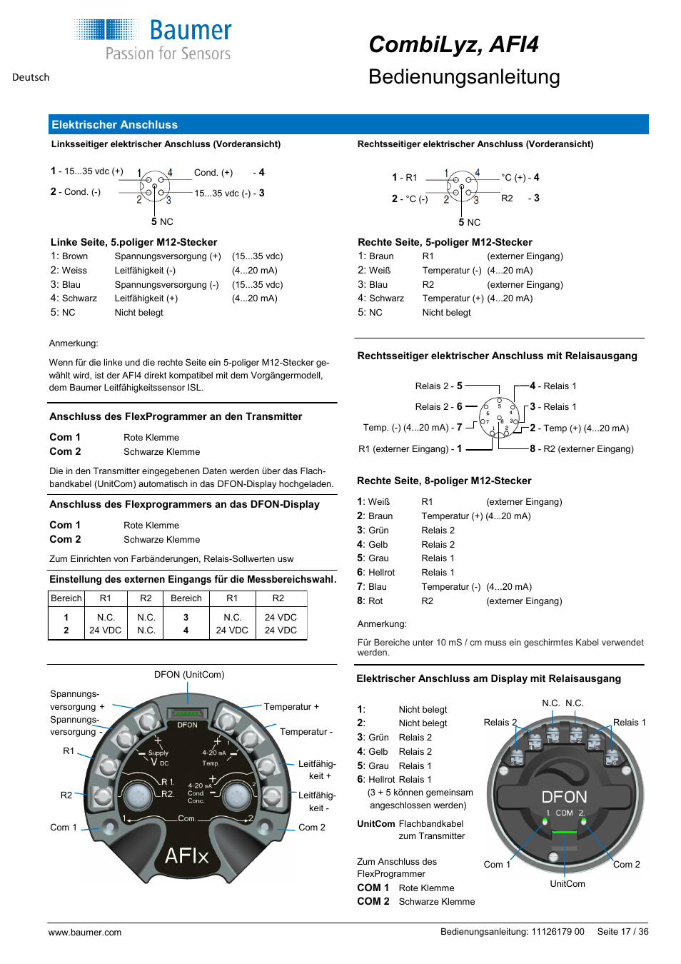 Combilyz, afi4, Bedienungsanleitung | Baumer CombiLyz AFI4 User Manual | Page 17 / 36