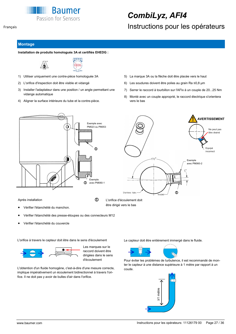 Combilyz, afi4, Instructions pour les opérateurs | Baumer CombiLyz AFI4 User Manual | Page 27 / 36