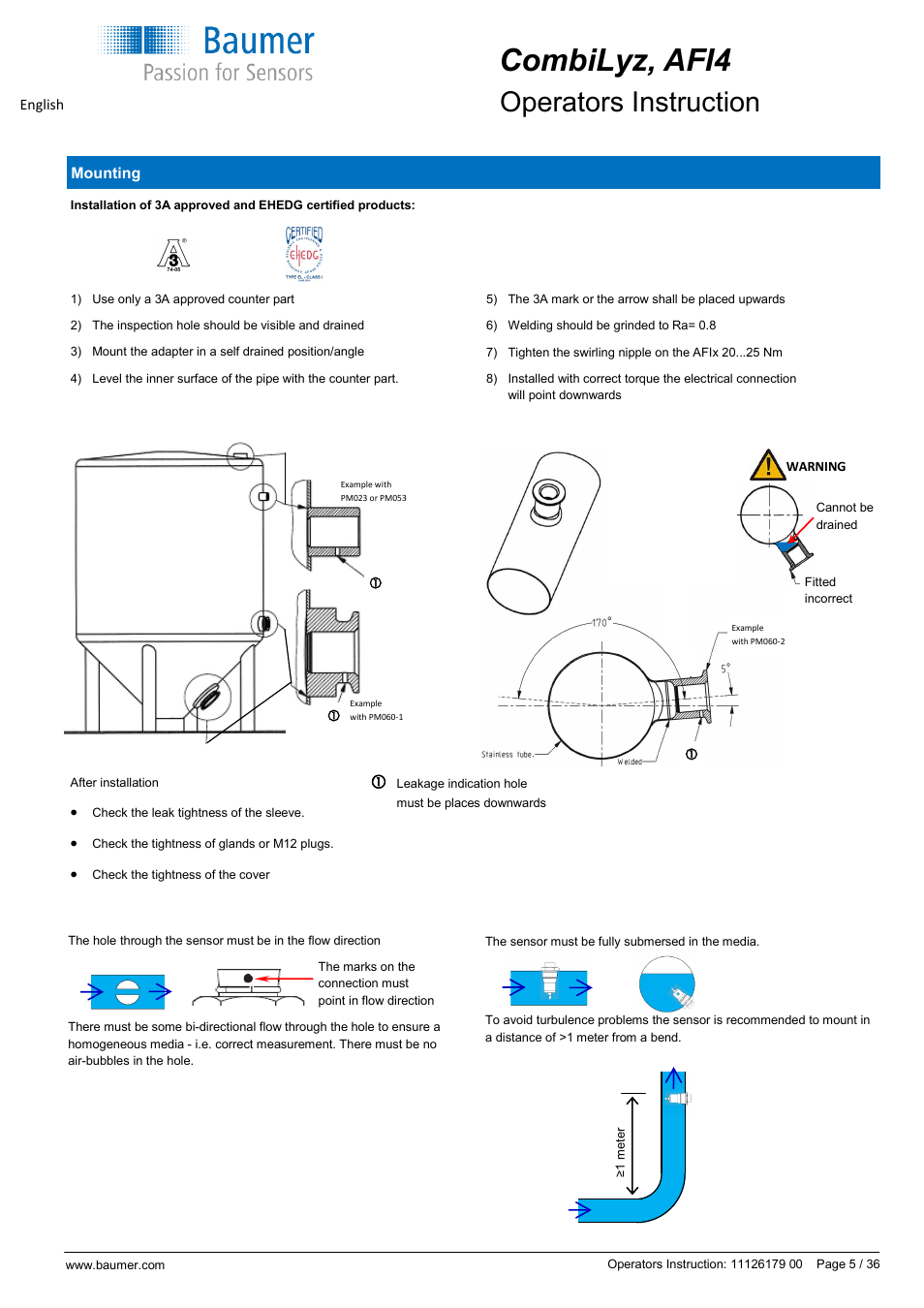 Combilyz, afi4, Operators instruction | Baumer CombiLyz AFI4 User Manual | Page 5 / 36