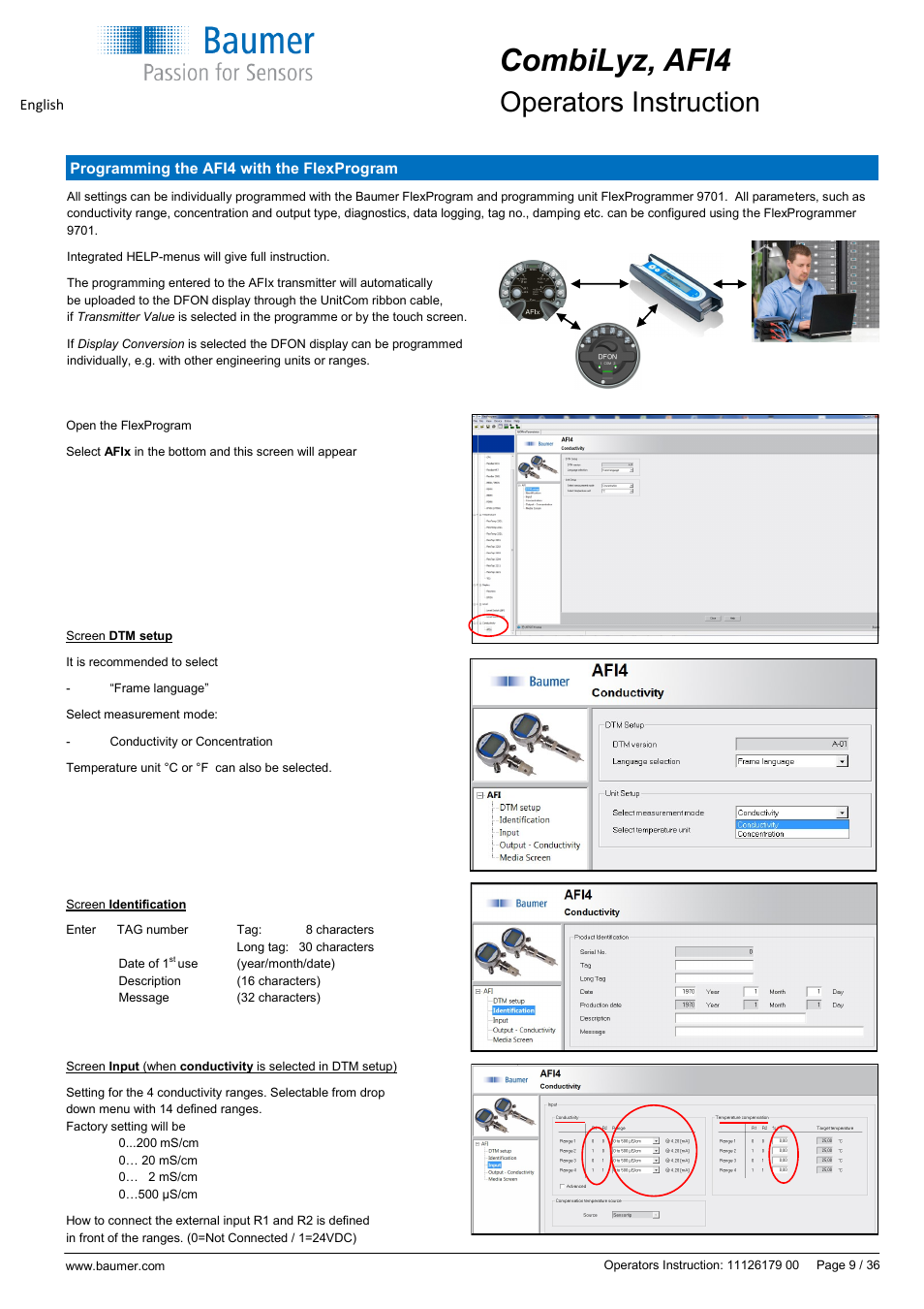 Combilyz, afi4, Operators instruction | Baumer CombiLyz AFI4 User Manual | Page 9 / 36