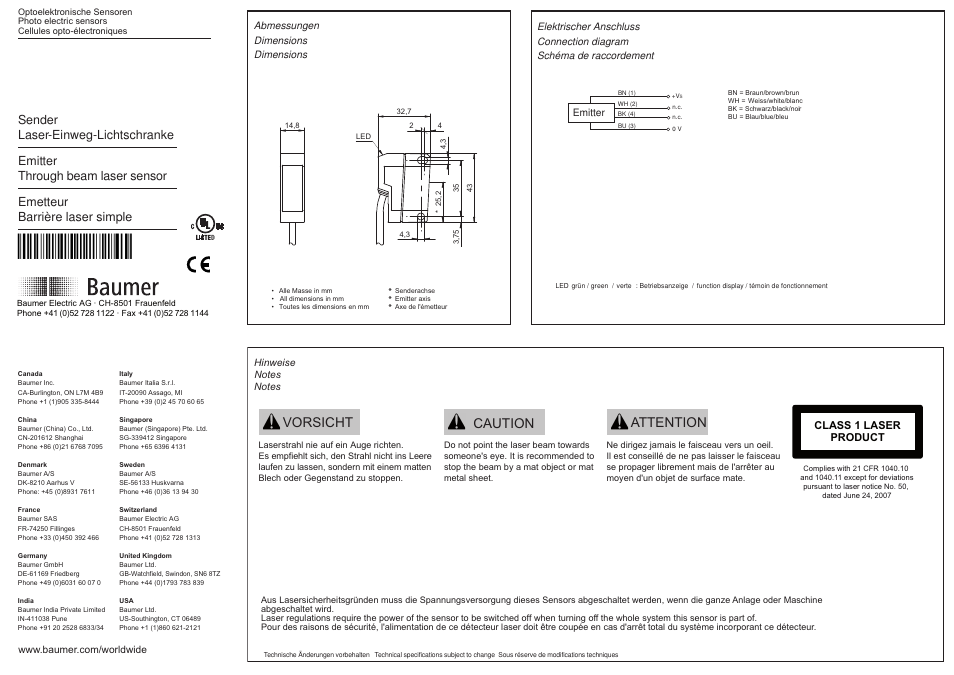 Baumer OSDK 14D9001 User Manual | 2 pages
