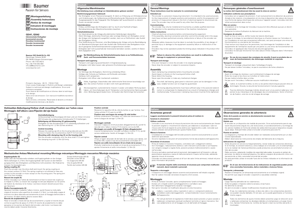 Baumer GI342 User Manual | 2 pages