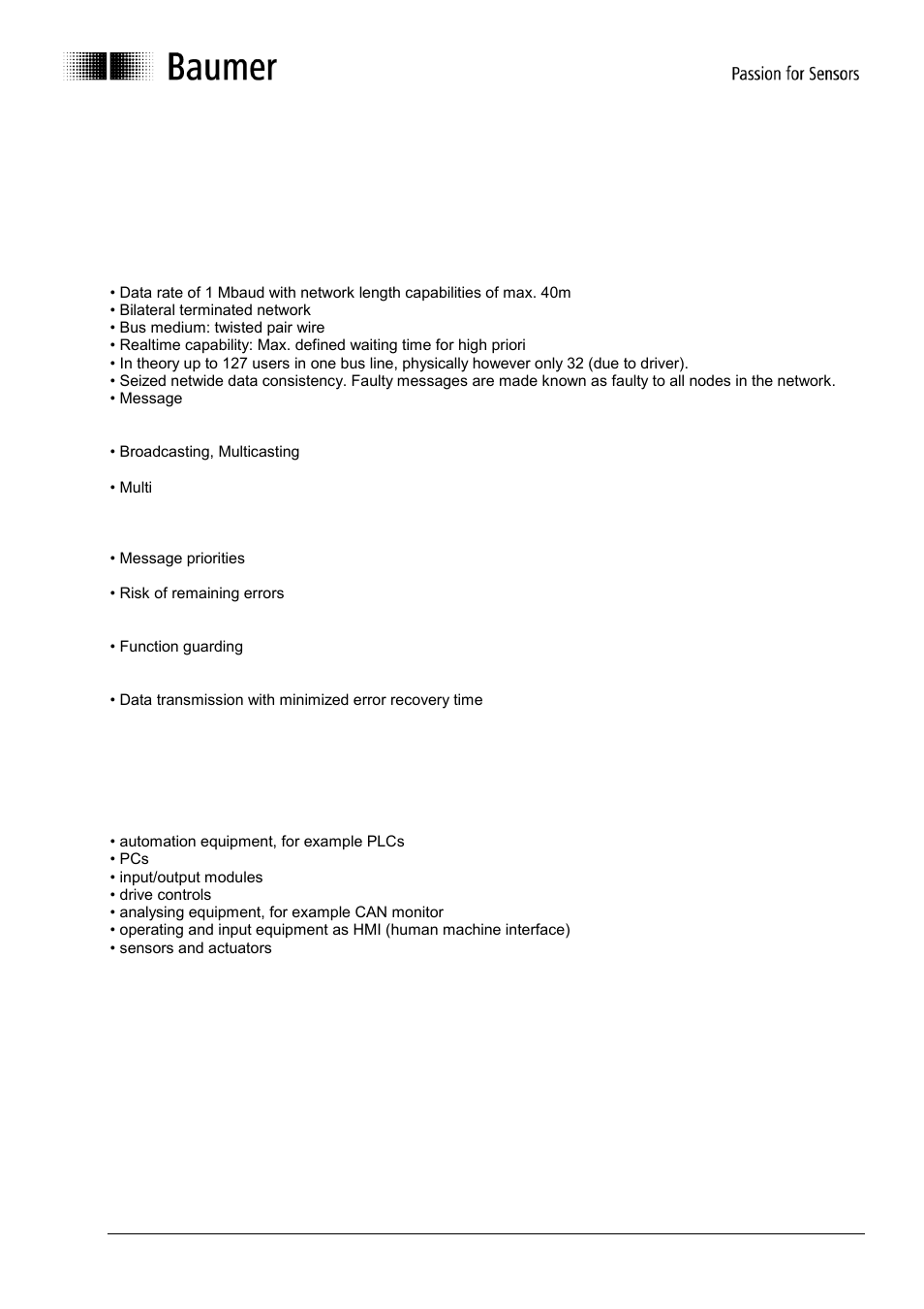 Can-bus and canopen communication, Can-bus properties | Baumer GNAMG User Manual | Page 5 / 41