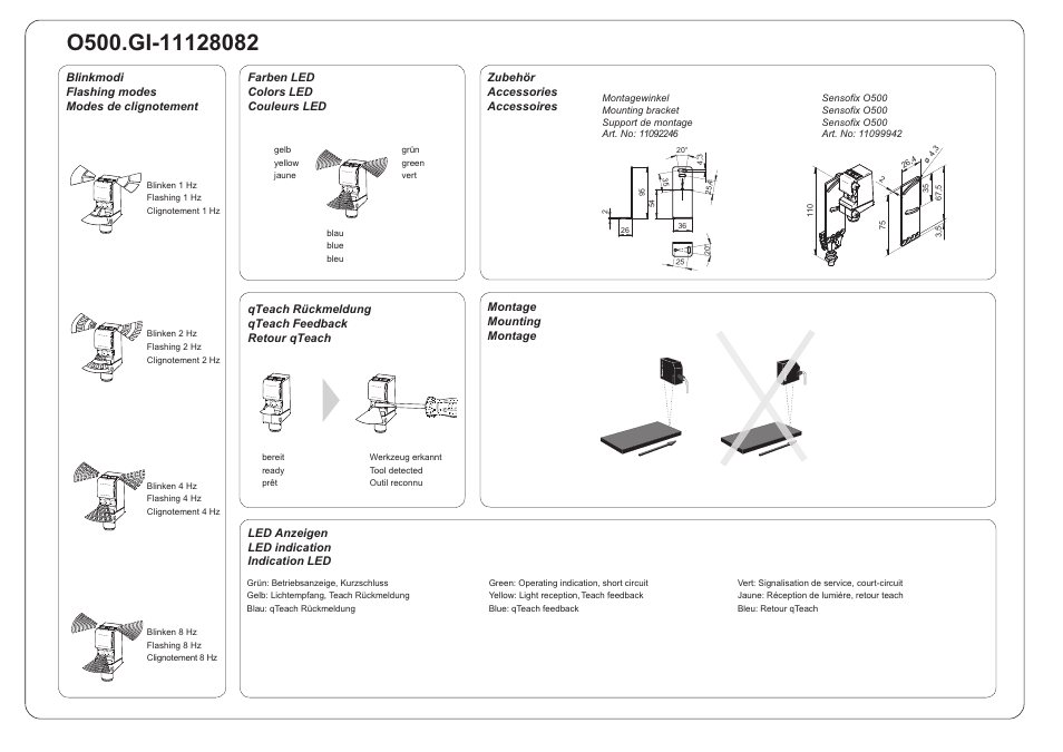 Ed a m ssi w s, Led anzeigen led indication indication led | Baumer O500.GI-GW1B.72CU User Manual | Page 3 / 4